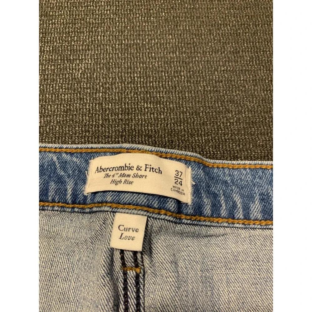 New Abercrombie & Fitch Curve Love 4in Mom Short High‎ Rise Blue Denim Sz 37/24